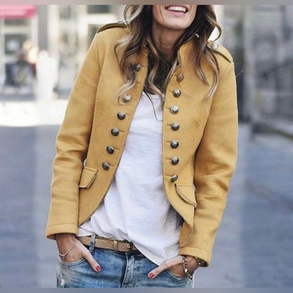 Mustard, yellow military jacket. Unworn. Size XXL, fits like XL.